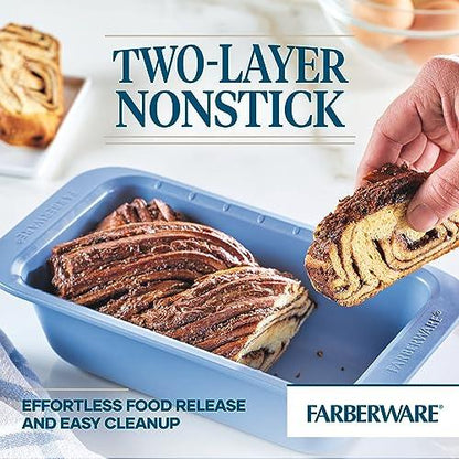 Farberware Easy Solutions Nonstick Bakeware/Baking Set, Includes Cookie Pans, Loaf Pan, and Cake Pan, 4 Piece - Blue - CookCave