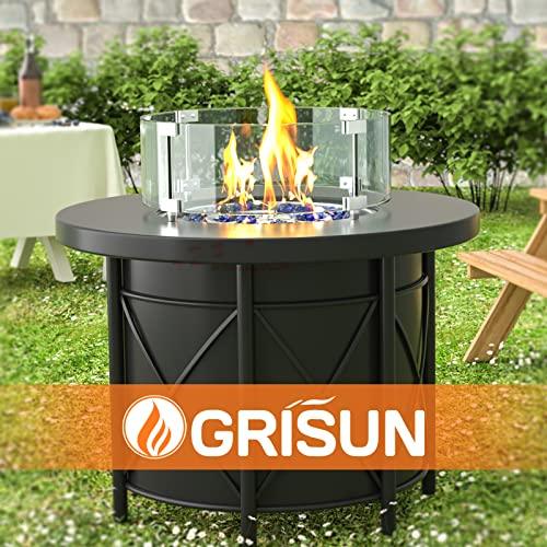 Grisun Round Fire Pit Glass Wind Guard - 23 x 23 x 6 inch for Fire Pit Burner Ring Kit 18 Inch, Thick 5/16 inch Heat-Resistant Tempered Glass Guard for Ciays and Yaheetech 28 inch Fire Pit Table - CookCave