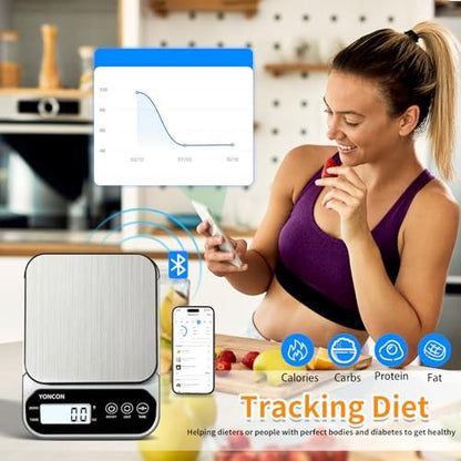 YONCON Smart Food Scale Digital Weight Grams and Oz, 3kg/0.1g Kitchen Scale for Weight Loss, Cooking, Baking, Super Accurate, Easy to Clean and Store, Tare Function (Batteries Included) - CookCave