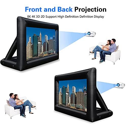 GZKYYLEGS 20 Feet Inflatable Outdoor and Indoor Theater Projector Screen - Includes Air Blower, Tie-Downs and Storage Bag - Portable, Supports Front and Rear Projection - CookCave