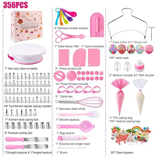 Cake Decorating Supplies Kit Tools 356pcs, Nifogo Baking Accessories with Cake Turntable, Pastry Piping Bag, Piping Icing Tips for Beginners or Professional - CookCave