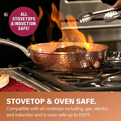 Gotham Steel Hammered 15 Pc Ceramic Pots and Pans Set Non Stick Cookware Set, Kitchen Cookware Sets, Ceramic Cookware Set with Non Toxic Cookware, Copper Pot and Pan Set, Oven & Dishwasher Safe - CookCave