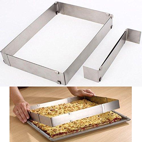 Pormasbenzer Scalable Rectangle Cake Ring, Adjustable Square Cake Ring Cake Cutter Baking Mold for Tiramisu, Mousse, Bread, Pastry Dessert, Birthday Cake, Stainless Steel - CookCave