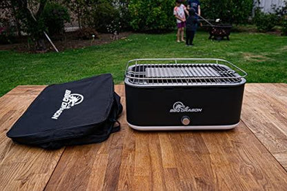BBQ Dragon Zephyr Portable Grill - BBQ Grill with Built-in Adjustable Speed Fan - Table Top Mini Grill with Stainless Steel Inner Liner - Portable Charcoal Grill for Camping, Beach or Outdoor Picnic - CookCave