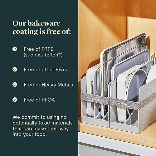 Caraway Nonstick Ceramic Bakeware Set (11 Pieces) - Baking Sheets, Assorted Baking Pans, Cooling Rack, & Storage - Aluminized Steel Body - Non Toxic, PTFE & PFOA Free - Navy - CookCave