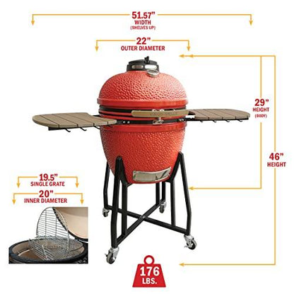 1-Series Ceramic Kamado Grill, Red - CookCave