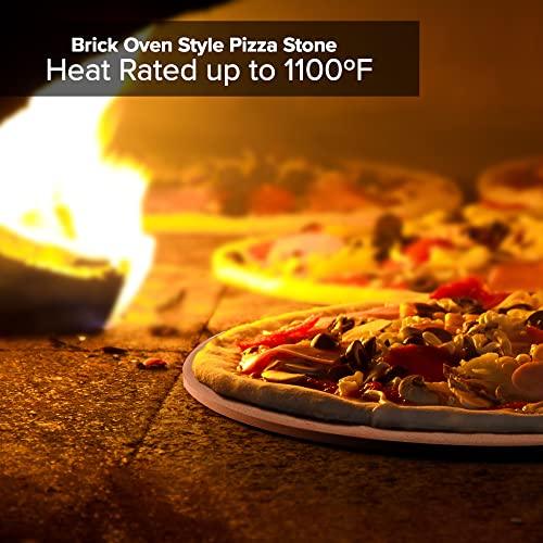 Nuwave Heavy-Duty Cordierite Pizza & Baking Stone, Heat Resistant up to 1472°F, Great for Indoor Electric Ovens, Outdoor Gas, Wood Fire Grills, BBQ Grilling, & NuWave Bravo XL, Fits Most Frozen Pizzas - CookCave