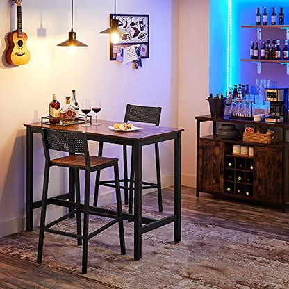 VASAGLE Bar Stools, Set of 2 Bar Chairs, Tall Bar Stools with Backrest, Industrial in Party Room, Rustic Brown and Black ULBC070B01 - CookCave