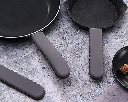 Webake Cast Iron Handle Cover, Silicone Hot Handle Cover Holder Sleeve for Small Cast Iron Skillet Pot Pan Handle Covers 5.4" x 1.15" x 0.5"(3 Pack) - CookCave