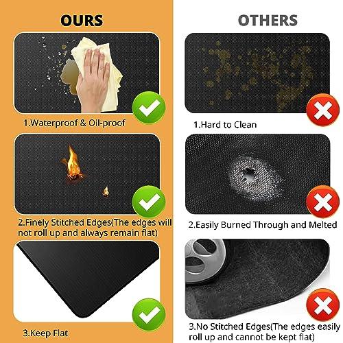 EasyAcc 24 x 31in Fireproof-Grill Mats for Outdoor Tabletop Grill to Protect Your Grill Table-Fireproof-BBQ Barbecue Mat Heat Resistant Grill Table Mat-Waterproof & Oilproof BBQ Mat-Black (0.6mm) - CookCave