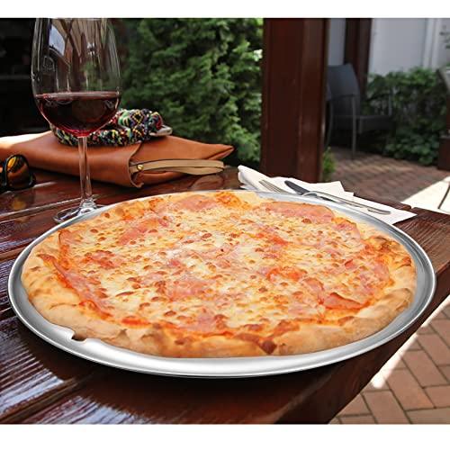 Deedro Stainless Steel Pizza Pan 13½ inch Round Pizza Tray Pizza Baking Sheet, Healthy Pizza Baking Pan Pizza Serving Tray Crisper Pan, Dishwasher Safe, 2 Pack - CookCave