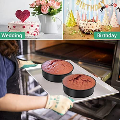 TeamFar 6 Inch Cake Pan, Round Baking Layer Cake Pan Set of 3, with Non-Stick Coating Stainless Steel Core for Birthday, Party, Wedding, Healthy & Heatproof, Release Easily & Easy Clean - CookCave