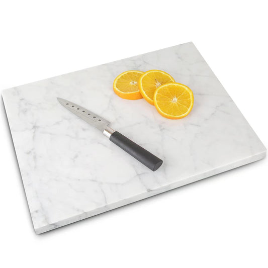 HERFECEAL Natural Marble Cutting Board, Cutting Pastry Board Tray Plates for Cheese Rolling Dough, Non-Stick Marble Slab with Non-Slip Rubber Feet for Cake Display, Carrara White 12"x16" - CookCave