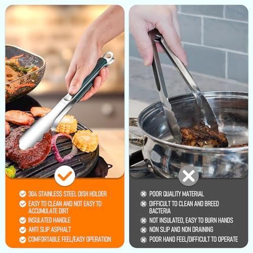 DSPZGU Grill Tongs for Grilling,Small Tongs Mini tongs Upgrade sliding lock for easy opening, Non-Slip Grip for Cooking, Baking, BBQ Resistant - CookCave