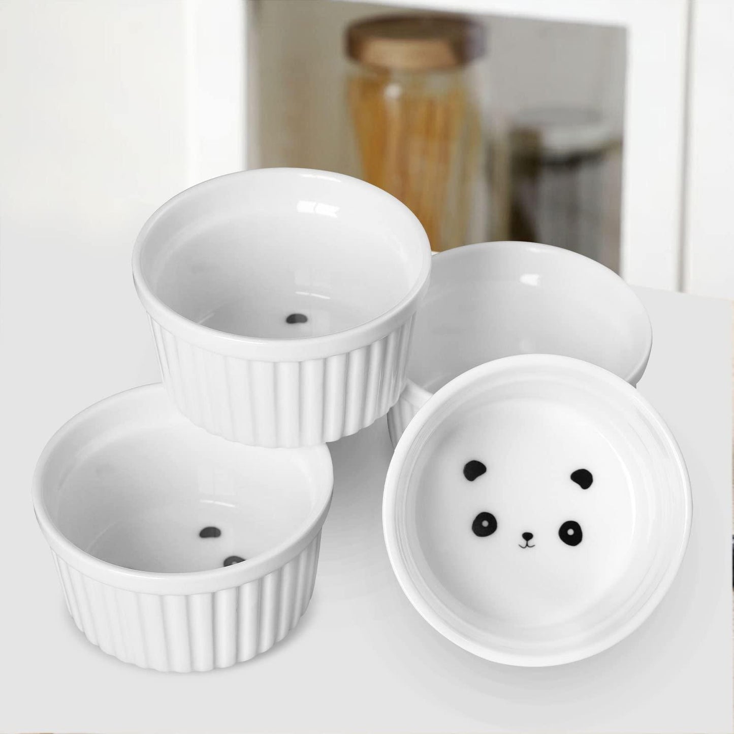 Cinf Panda 4 oz Set of 4 Ramekins Pudding Baking Cup Souffle Cups Dishes Bowl - CookCave