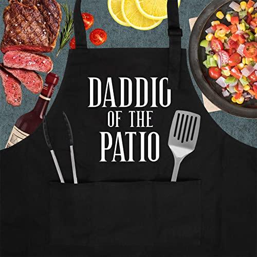 Miracu Grill Apron for Dad - Daddio of The Patio - Dad Gifts from Daughter, Son - Funny Valentines Day, Birthday Gifts for Dad, Father in Law, Step Dad, Best Dad - Dad Apron for Grilling BBQ Cooking - CookCave