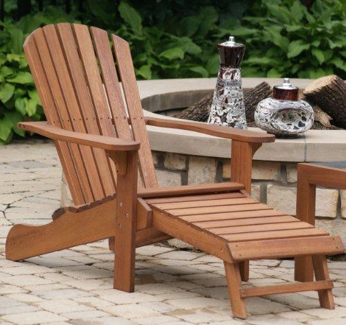 Outdoor Interiors CD3111 Eucalyptus Adirondack Chair and Built In Ottoman - CookCave