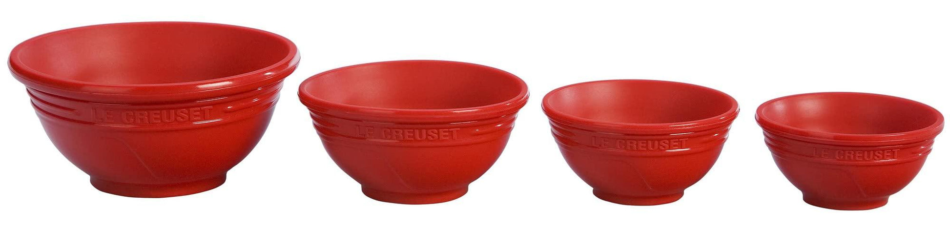 Le Creuset Silicone Prep Bowls, Set of 4 - 1/4c, 1/3c, 1/2c & 1 cup, Cerise - CookCave