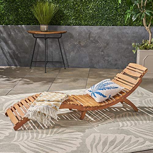 Christopher Knight Home Lahaina Wood Outdoor Chaise Lounge, Natural Yellow - CookCave