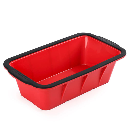 1.5 Pound Non-Stick Silicone Loaf Pan With Reinforced Steel Frame Inside, Meat Loaf Pan Mold For Homemade Baking, Toast, Brownie, Bread, BPA Free, Dishwasher, Microwave, Oven and Freezer Safe (Red) - CookCave