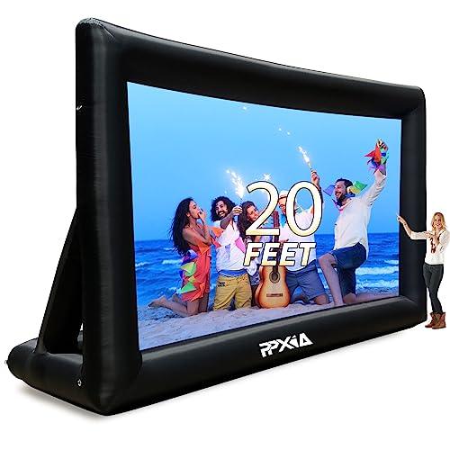 PPXIA Inflatable Movie Screen Outdoor Projector Screen 20ft, Blow Up Screens Front and Rear Projection with Air Blower, Best for Movie Nights Backyards Pool Party Home Theater - CookCave