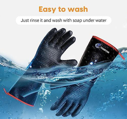 TANSYAN BBQ Gloves, 932℉Heat Resistant for Barbecue/Baking/Cooking/Pit with Waterproof,Oil Resistant so Easy to Clean(14 Inch) - CookCave
