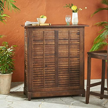 Christopher Knight Home Riviera Acacia Non-FSC KD Wood Bar, Rich Mahagony, Dimensions: 39.40”L x 16.50”W x 43.30”H - CookCave