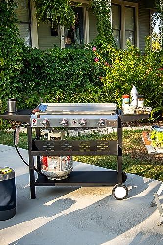 Gas One Flat Top Grill with 4 Burners – Premium Propane Grill with Outdoor Grill Cart – Stainless Steel Auto Ignition Camping Grill Outdoor Griddle – Easy Cleaning Grills Outdoor Cooking Propane - CookCave