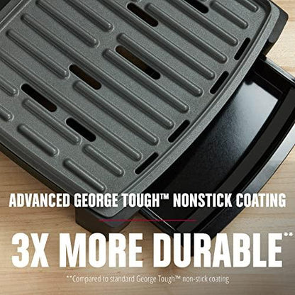 George Foreman® Fully Submersible™ Grill, NEW Dishwasher Safe, Wash the Entire Grill, Easy-to-Clean Nonstick, Black/Grey - CookCave