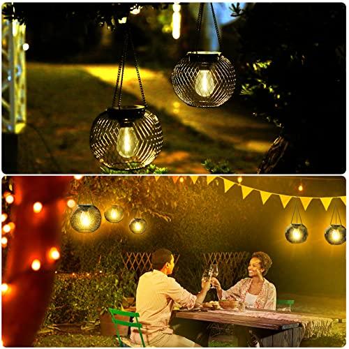 KagoLing Solar Lantern Outdoor, Upgraded Hanging Solar Lights Outdoor Garden Christmas Decorations Decorative Lighting Solar Powered Waterproof Tree Lantern for Garden Yard Patio Pathway, 2 Pack - CookCave