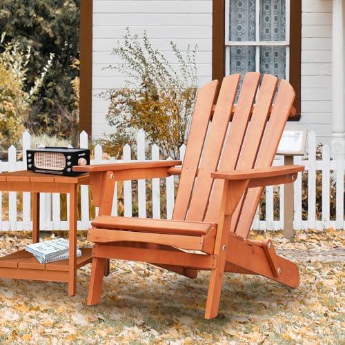 Wood Adirondack Chair Outdoor Chairs Patio Chairs Lawn Chair Wooden Patio Folding Chair for Outside Porch Chair Fire Pit Chairs for Garden Backyard Pool Balcony Lounge Wood Outdoor Patio Furniture - CookCave