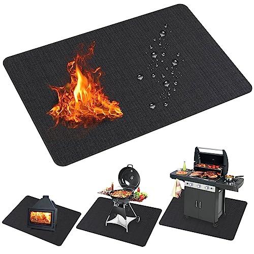 McKuk 70 x 48 inch Under Grill Mats for Outdoor Grill, Easy to Clean Reusable Grill Mat for Deck, Double-Sided Fire Resistant,Water Resistant and Oil Proof, Fit for Indoor Fireplace Mat Fire Pit Mat - CookCave
