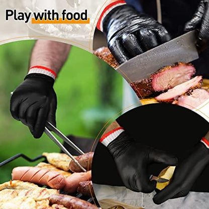 Janmercy 200 Pcs Disposable BBQ Gloves with 4 Pairs Cotton Liners Grilling Gloves BBQ Cooking Gloves(Black, White, Large) - CookCave