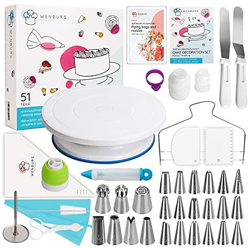 Cake Decorating Turntable Kit, 51 pcs - Piping Bags and Nozzles, Cake Turntable, Leveller, Scrapers - Baking Accessories & Cake Decorating Tools - Cake baking Supplies - CookCave