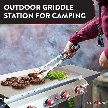 Gas One Flat Top Grill with 4 Burners – Premium Propane Grill with Outdoor Grill Cart – Stainless Steel Auto Ignition Camping Grill Outdoor Griddle – Easy Cleaning Grills Outdoor Cooking Propane - CookCave