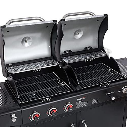 Royal Gourmet ZH3002C Dual Fuel 3-Burner Gas and Charcoal Grill Combo with Cover, Cabinet Design, Outdoor BBQ Party and Cooking, Black - CookCave