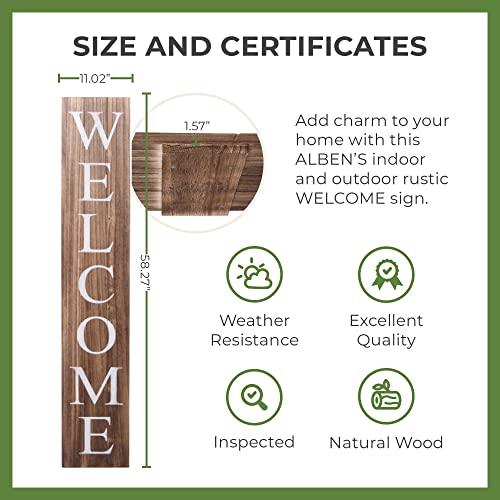 ALBEN Welcome Sign for Front Door Porch – 5 Feet Tall, Vertical Wooden Outdoor and Indoor Welcome Home Decor Sign Wall Decorations (Brown) - CookCave