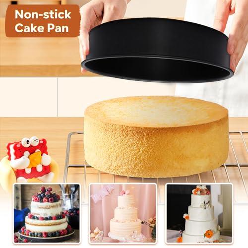 P&P CHEF Cake Pan Set of 4 (4 + 6 + 8 + 9.5 Inch), Nonstick Round Baking Pans for Layer Cake, Perfect for Birthday Weeding Christmas, Stainless Steel Core & One-piece Design, Oven & Pot Safe - CookCave