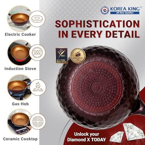 KOREA KING Premium Non Stick Frying Wok Pan Hybrid, Titanium-Coated Nonstick Lid-Free Wok, Induction Cookware Compatible, Egg Omelet, Deep Stir Fry Saute Pans - All in One Pan For Cooking - 11 inch - CookCave