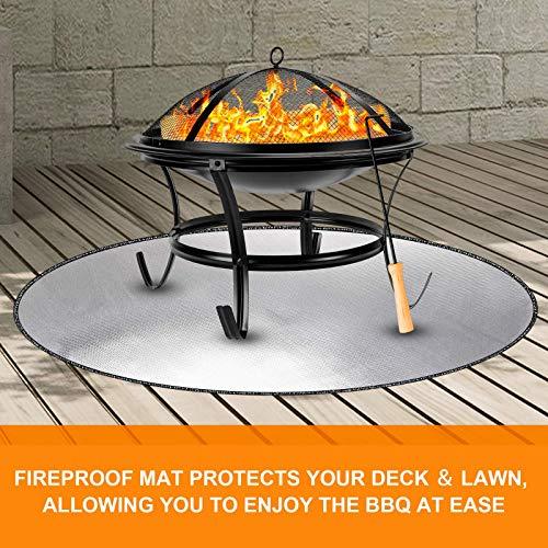 DocSafe 38" Round Fire Pit Mat,Upgraded 4-Layer Under Grill Mat Deck Patio Protect Mat,Heat Insulated Fireproof Mat Fire Pit Pad for Outdoor Wood Burning Fire Pit and BBQ Smoker,Reusable＆Waterproof - CookCave