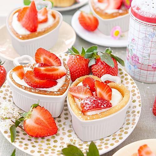 Mini Ramekins 2.7 oz, Vidalenta Dipping Sauce Cups, Heart-shaped Tiny Ramekins Dip Bowl Porcelain Souffle Dish Set of 6, Small Ramekins Dessert Cups Small Bowls for Charcuterie Board, Microwave & Oven - CookCave