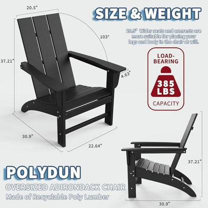 Modern Adirondack Chair Wood Texture, Poly Lumber Patio Chairs, Pre-Assembled Weather Resistant Outdoor Chairs for Pool, Deck, Backyard, Garden, Fire Pit Seating, Black - CookCave