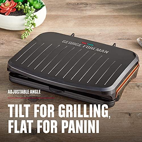 George Foreman 5-Serving Classic Plate Electric Indoor Grill and Panini Press, Space Saving Design, Black - CookCave