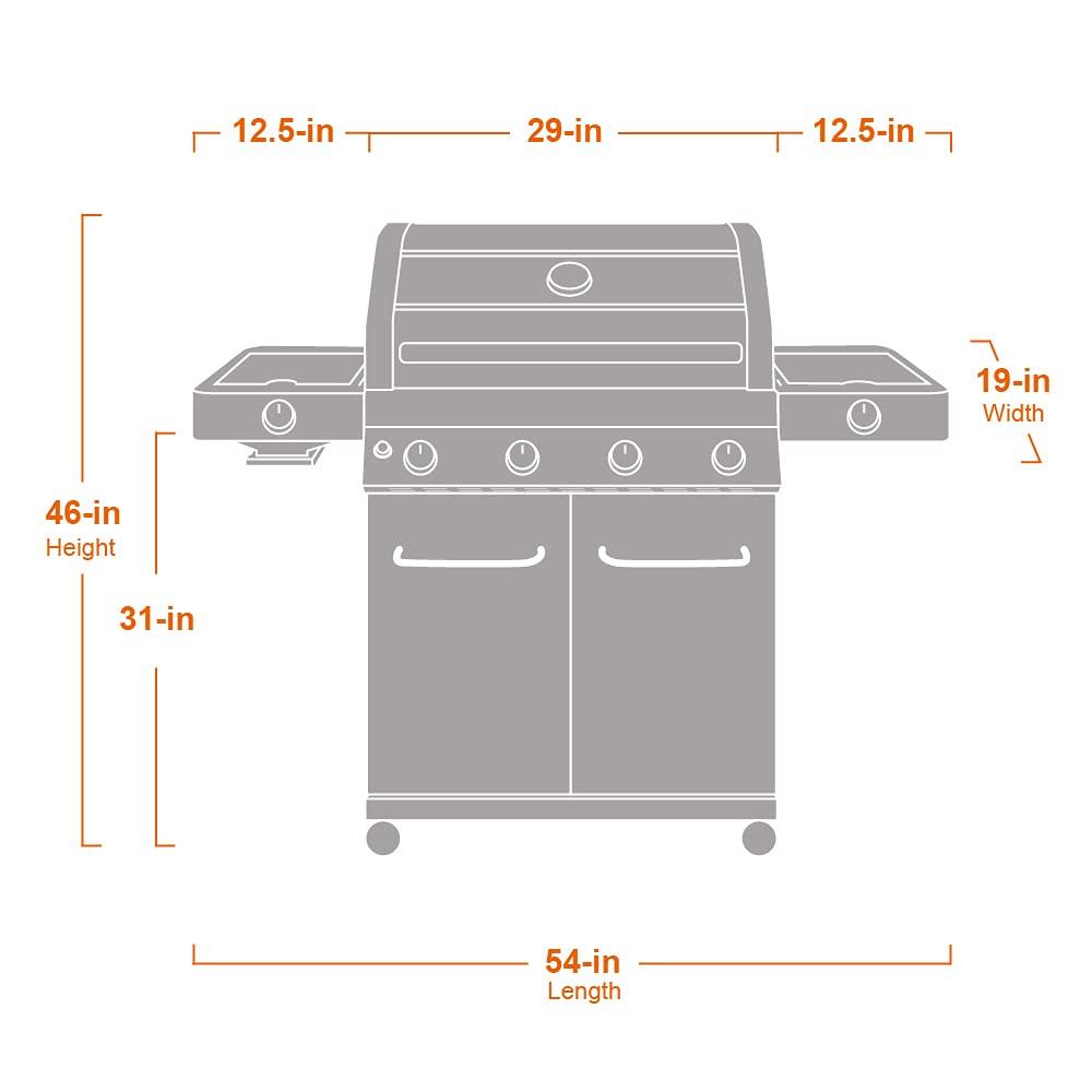 Monument Grills Larger 4-Burner Propane Gas Grills Stainless Steel Cabinet Style with Clear View Lid, LED Controls, Built in Thermometer, and Side & Infrared Side Sear Burners - CookCave