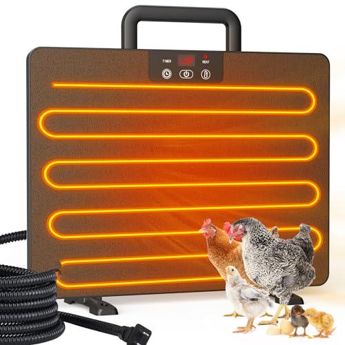 Keten Chicken Coop Heater, 100/200 Watts Radiant Heat Energy Efficient Design, 3 Ways to Use, Safer Than Brooder Lamps Heater with Digital Display and 5 Timing Setting(with Handle) - CookCave