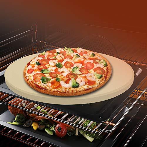 VIKEYHOME Round Pizza Stone, Heavy Duty Cordierite Pizza Grilling Stone, Baking Stone, Pizza Pan, Perfect for Oven, BBQ and Grill, Thermal Shock Resistant, Durable and Safe, 12 Inch Round, 4.6Lbs - CookCave