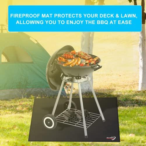 DocSafe Large Under Grill Mat 48" Square Fire Pit Mat,4 Layers Fireproof Mat Grill Pads Protect for Deck,Patio,Outdoor Charcoal,Smokers,Wood Floor,Indoor Fireplace Mat,Reusable Oil-Proof＆Waterproof - CookCave