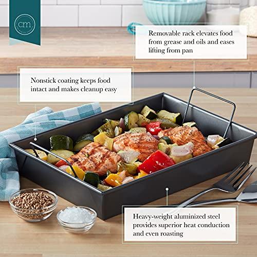 Chicago Metallic 16947 Professional Roast Pan with Non-Stick Rack, 13-Inch-by-9-Inch, Gray - CookCave