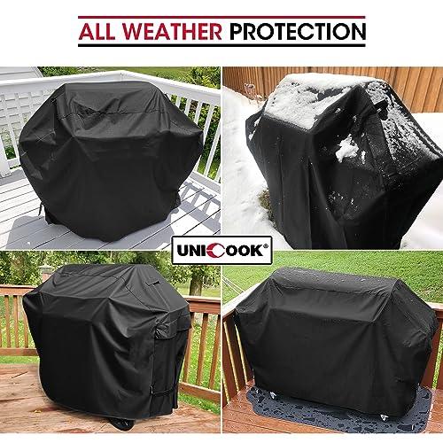 Unicook Heavy Duty Waterproof Barbecue Gas Grill Cover, 65-inch BBQ Cover, Special Fade and UV Resistant Material, Durable and Convenient, Fits Grills of Weber Char-Broil Nexgrill Brinkmann and More - CookCave