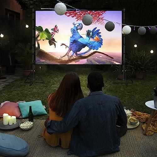 Projector Screen with Stand, Wootfairy 150 inch Portable and Foldable Projection Screen 4K HD 16:9 Rear Front Wrinkle-Free Movie Screen with Carry Bag for Indoor Outdoor Home Theater Backyard Cinema - CookCave